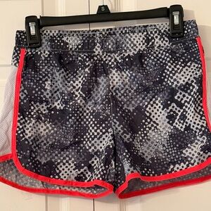 Old Navy Black and Gray Dot-Print Athletic Shorts with Coral Trim